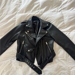 Zara faux black Leather Jacket